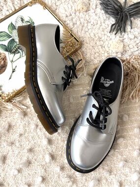 Dr. Martens 1461 Silver Vegan Leather Oxfords